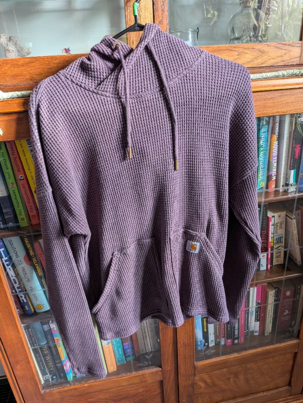 Carhartt Thermal Waffle Knit Hoodie Purple Women's Small Relaxed Fit
